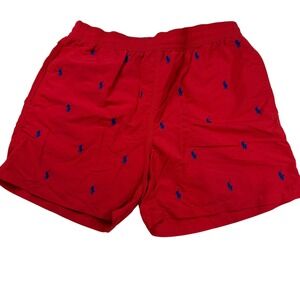 Polo‎ Ralph Lauren Men's Red Swim Trunks Shorts All Over Pony Logo Large